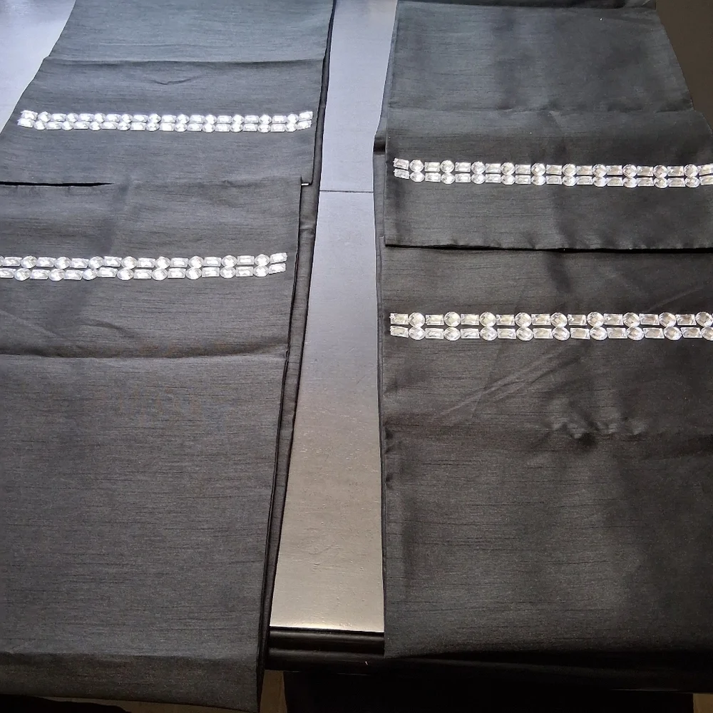 Set of Two Black Table Runners